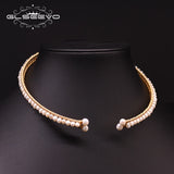 Natural Fresh Water Pearl Double Layer Choker Necklace For Women Wedding