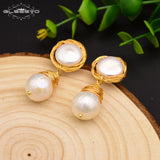 Baroque Pearl Dangle Earrings for Women Boho Style