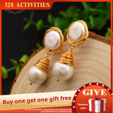 Baroque Pearl Dangle Earrings for Women Boho Style