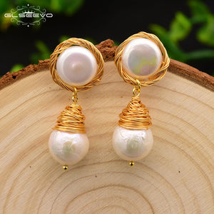 Baroque Pearl Dangle Earrings for Women Boho Style