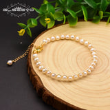 GLSEEVO Pearl Bracelet for Women Gift Adjustable Bangle Fine Jewelry