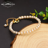 GLSEEVO Pearl Bracelet for Women Gift Adjustable Bangle Fine Jewelry
