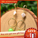 GLSEEVO Natural Pearl Drop Earrings Jade Dangle Jewelry GE0913