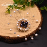 Round Freshwater Pearl Flower Brooch for Women Girls