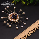 Round Freshwater Pearl Flower Brooch for Women Girls