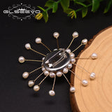 Round Freshwater Pearl Flower Brooch for Women Girls