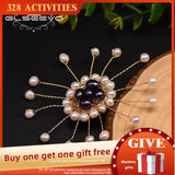 Round Freshwater Pearl Flower Brooch for Women Girls