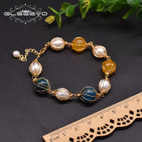 Fresh Water Pearl Jade Kyanite Bracelet Women Jewelry GB0202