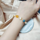 Fresh Water Pearl Jade Kyanite Bracelet Women Jewelry GB0202