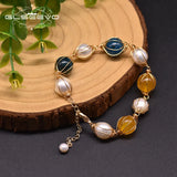 Fresh Water Pearl Jade Kyanite Bracelet Women Jewelry GB0202