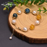 Fresh Water Pearl Jade Kyanite Bracelet Women Jewelry GB0202
