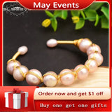 Natural Purple Pearl Open Bangle Wedding Jewelry GB0117