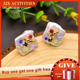 Natural Pearl Colorful Stones Stud Earring Fine Jewellery