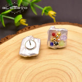 Natural Pearl Colorful Stones Stud Earring Fine Jewellery