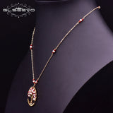 Pearl Red Glass Tree Pendant Boho Necklace Adjustable Jewelry