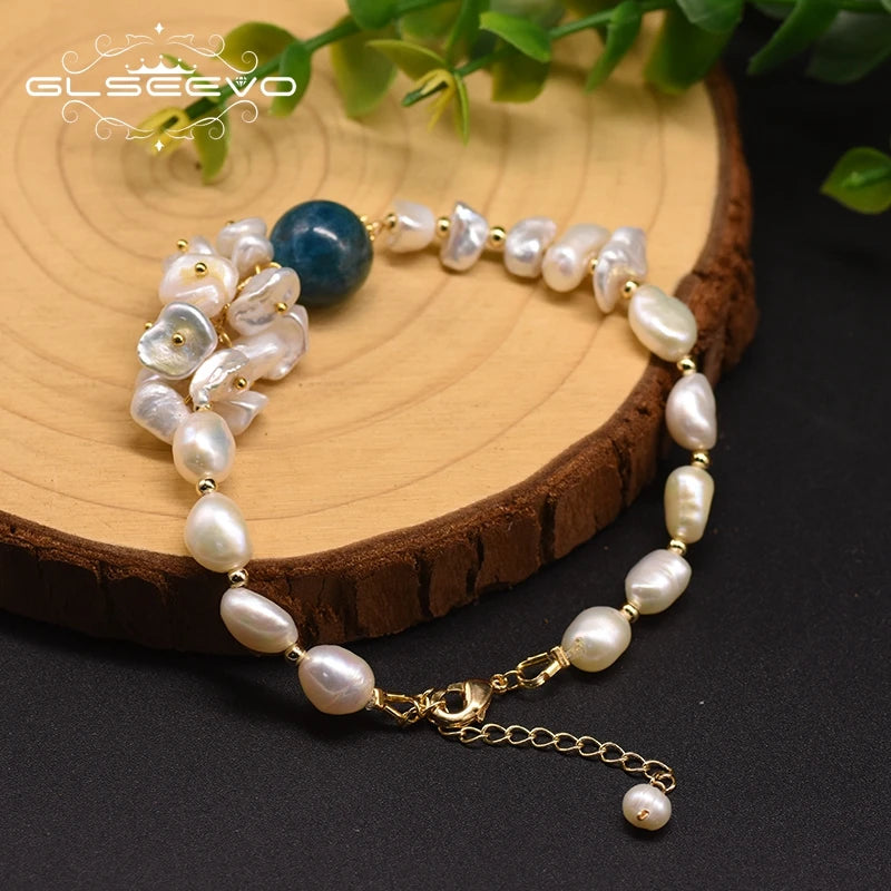 Freshwater Pearl Kyanite Bracelet Wedding Party Jewelry