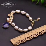 Baroque Pearl Lapis Lazuli Charms Bracelet Freshwater Anniversary Jewelry