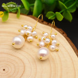GLSEEVO Fresh Water Pearl Dangle Earrings Wedding Gift GE0658