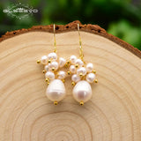 GLSEEVO Fresh Water Pearl Dangle Earrings Wedding Gift GE0658