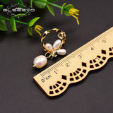 GLSEEVO Freshwater Pearl Round Earrings Zircon Jewelry GE0781