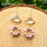 GLSEEVO Purple Pearl Fan Drop Earrings 925 Sterling Silver