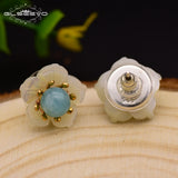 Natural Amazonite Stone Stud Earrings for Women GE0612