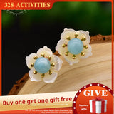 Natural Amazonite Stone Stud Earrings for Women GE0612