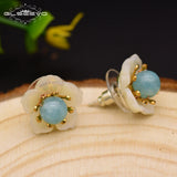 Natural Amazonite Stone Stud Earrings for Women GE0612
