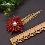 Baroque Pearl Brooch Coral Flower Jewelry