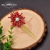 Baroque Pearl Brooch Coral Flower Jewelry