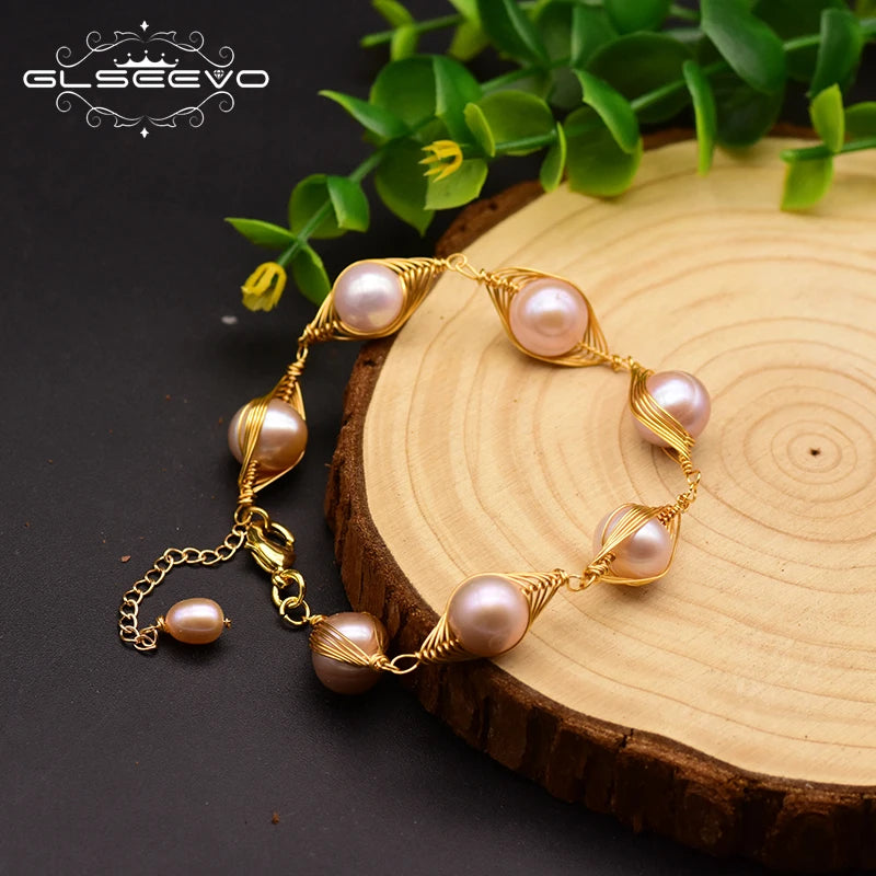 Adjustable Freshwater Purple Pearl Bracelet for Women