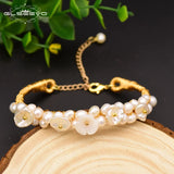 Natural Pearl Shell Flower Bracelet Adjustable GB0110