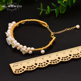 Natural Pearl Shell Flower Bracelet Adjustable GB0110