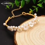 Natural Pearl Shell Flower Bracelet Adjustable GB0110