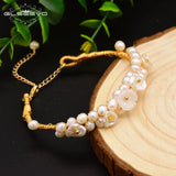 Natural Pearl Shell Flower Bracelet Adjustable GB0110