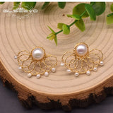 Baroque Pearl Earrings 925 Silver Wedding Jewelry GE0997A