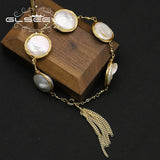 Baroque Flat Pearl Adjustable Tassel Bracelet GB0147