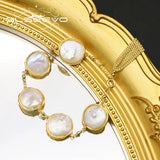 Baroque Flat Pearl Adjustable Tassel Bracelet GB0147