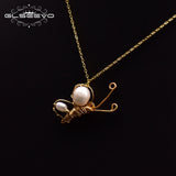 GLSEEVO Fresh Water Pearl Butterfly Necklace Silver 925 GN0131