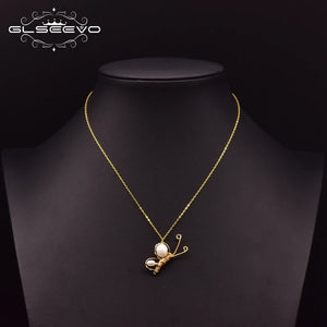 GLSEEVO Fresh Water Pearl Butterfly Necklace Silver 925 GN0131