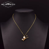 GLSEEVO Fresh Water Pearl Butterfly Necklace Silver 925 GN0131
