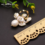 GLSEEVO Freshwater Pearl Tassel Drop Earrings Circle Piercing Fine Jewelry
