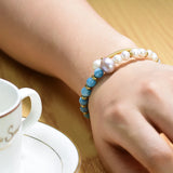 Purple Pearl Aquamarine Bangle Bride Wedding Jewelry