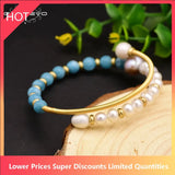 Purple Pearl Aquamarine Bangle Bride Wedding Jewelry