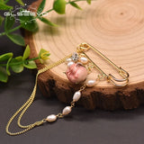 Freshwater Pearl Brooch Engagement Rose Flower Tassel Sweet Jewelry