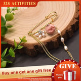 Freshwater Pearl Brooch Engagement Rose Flower Tassel Sweet Jewelry