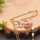 Freshwater Pearl Brooch Engagement Rose Flower Tassel Sweet Jewelry