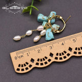 Freshwater Pearl Turquoise Drop Earrings 925 Silver Jewelry