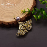 Baroque Pearl Brooch Ginkgo Leaf Jewelry GO0368A
