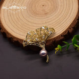 Baroque Pearl Brooch Ginkgo Leaf Jewelry GO0368A